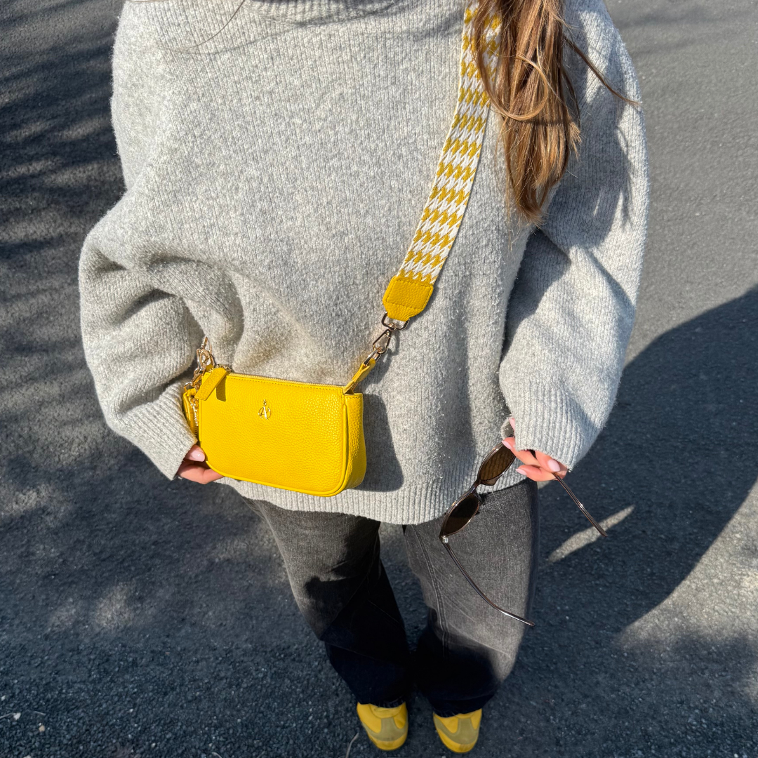'ROSE' Sunflower Pebble Grain Real Leather Shoulder Bag