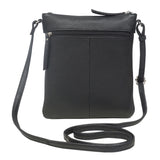 'ROSY' Black Pebble Grain Soft Real Leather Crossbody Bag
