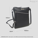 'ROSY' Black Pebble Grain Soft Real Leather Crossbody Bag