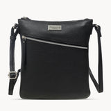 'ROSY' Black Pebble Grain Soft Real Leather Crossbody Bag