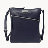 'ROSY' Navy Pebble Grain Soft Real Leather Crossbody Bag