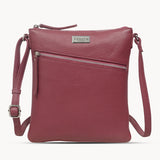 'ROSY' Carmine Pink Pebble Grain Soft Real Leather Crossbody Bag