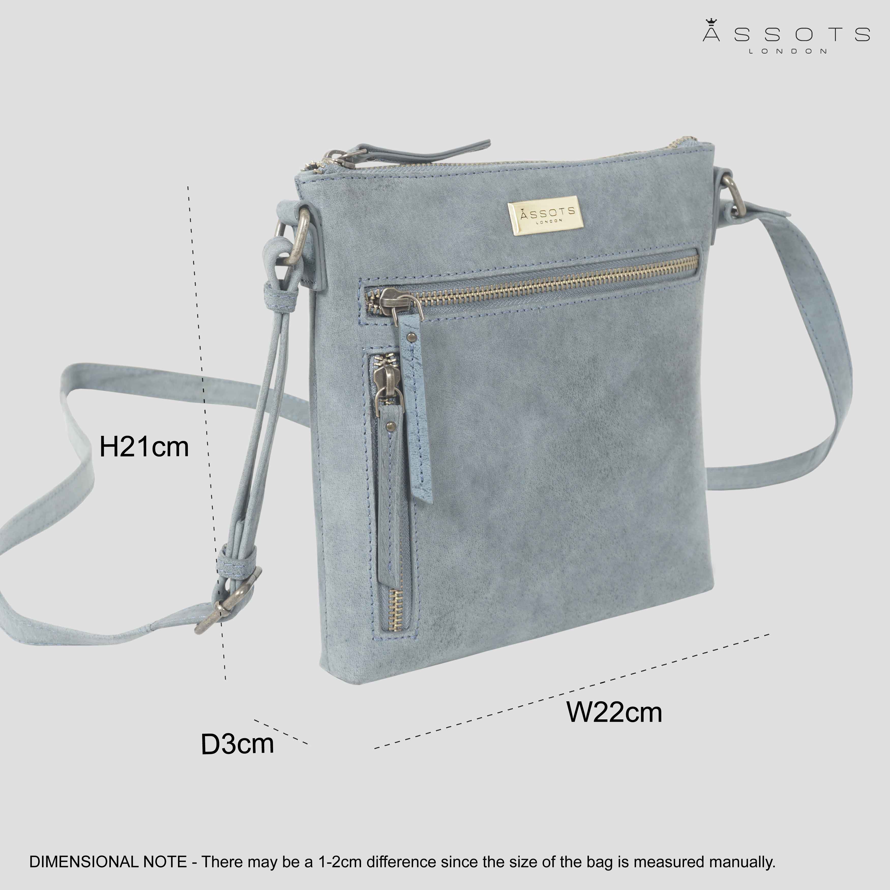 'RUE' Distressed Denim Real Leather Crossbody Bag