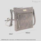 'RUE' Distressed Grey Real Leather Crossbody Bag