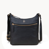 'SALLY' Black Pebble Grain Real Leather Crossbody Bag