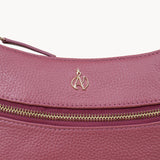 'SALLY' Carmine Pink Pebble Grain Real Leather Crossbody Bag
