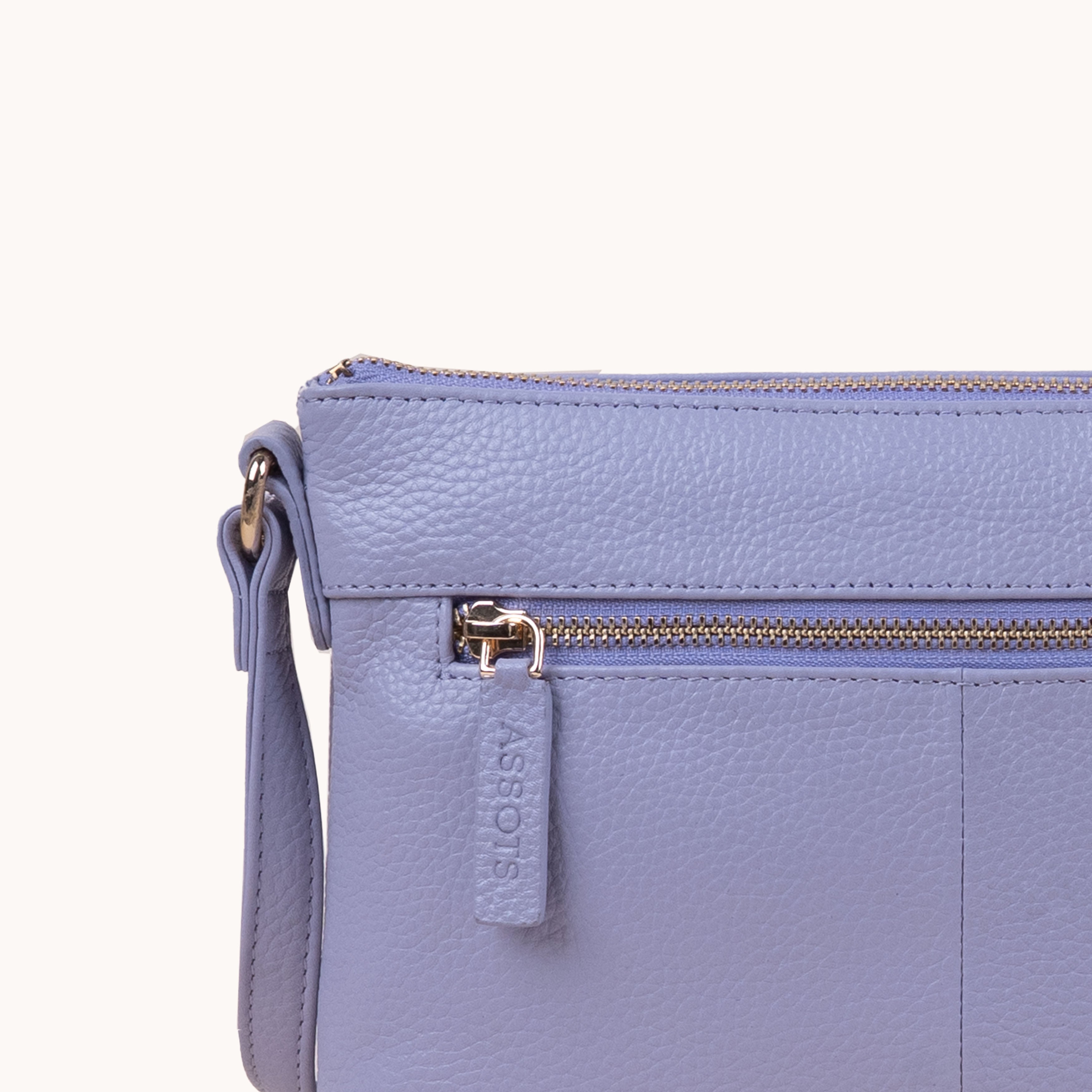 'BECKY' Lilac Pebble Grain Real Leather Crossbody Bag