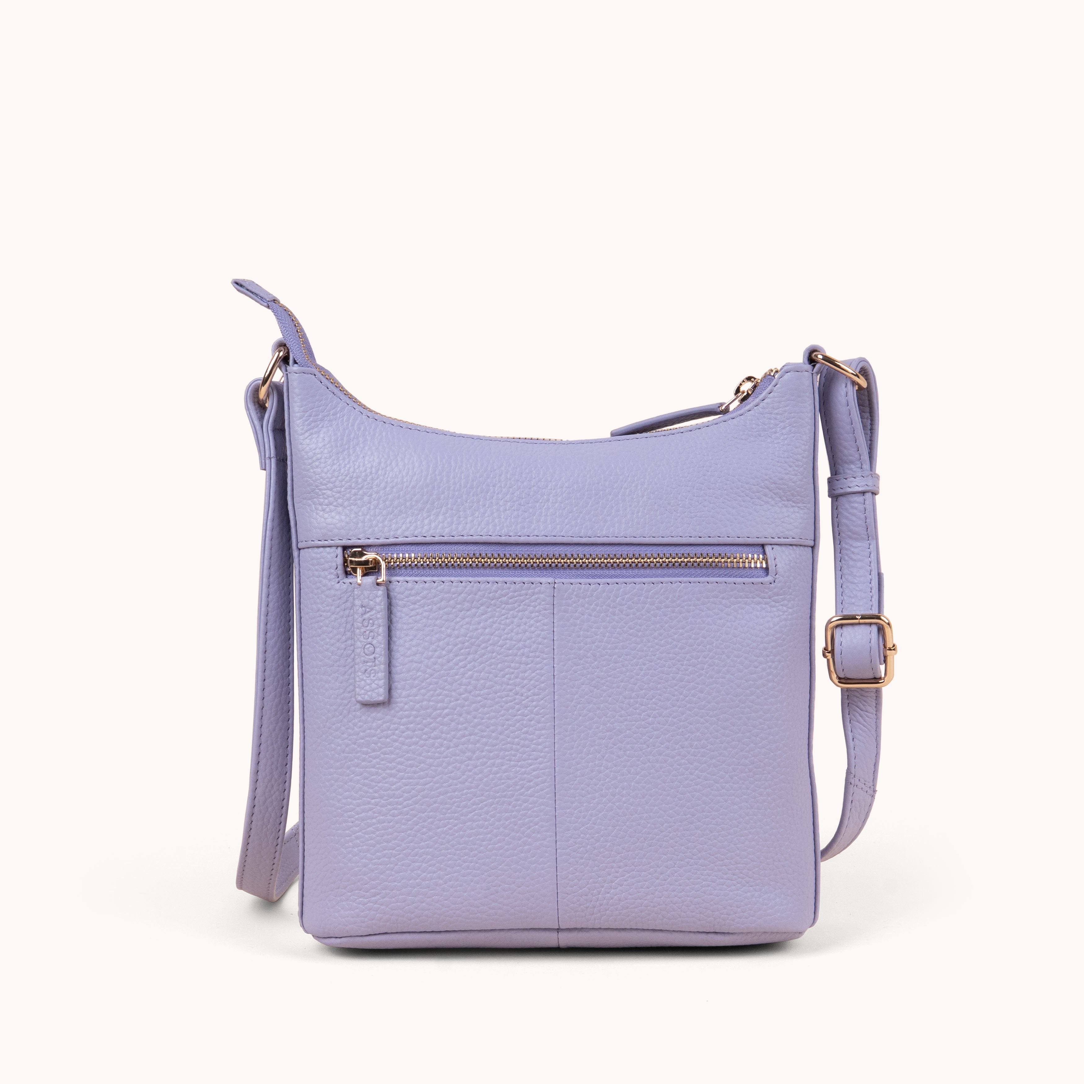 'SALLY' Lilac Pebble Grain Real Leather Crossbody Bag