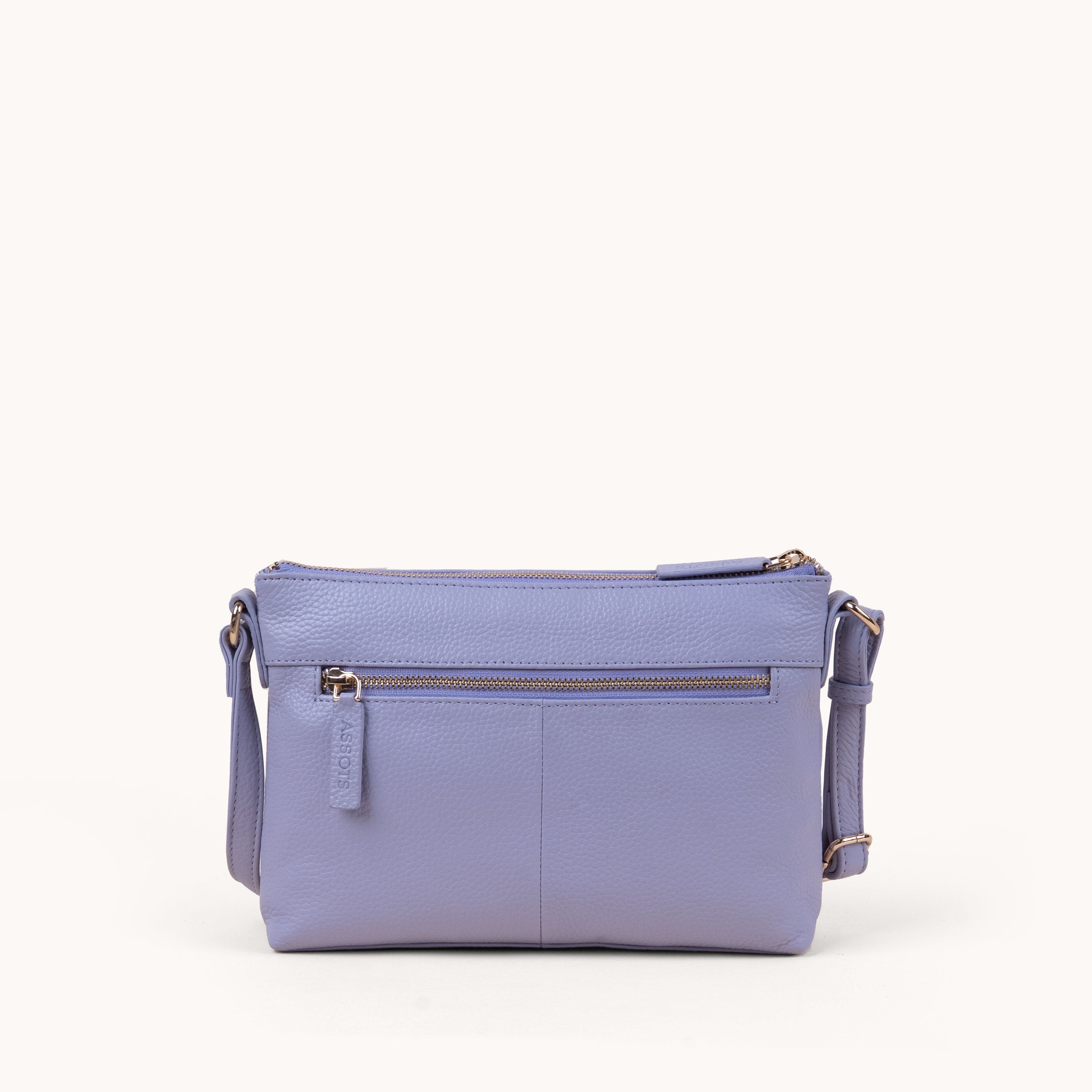'BECKY' Lilac Pebble Grain Real Leather Crossbody Bag