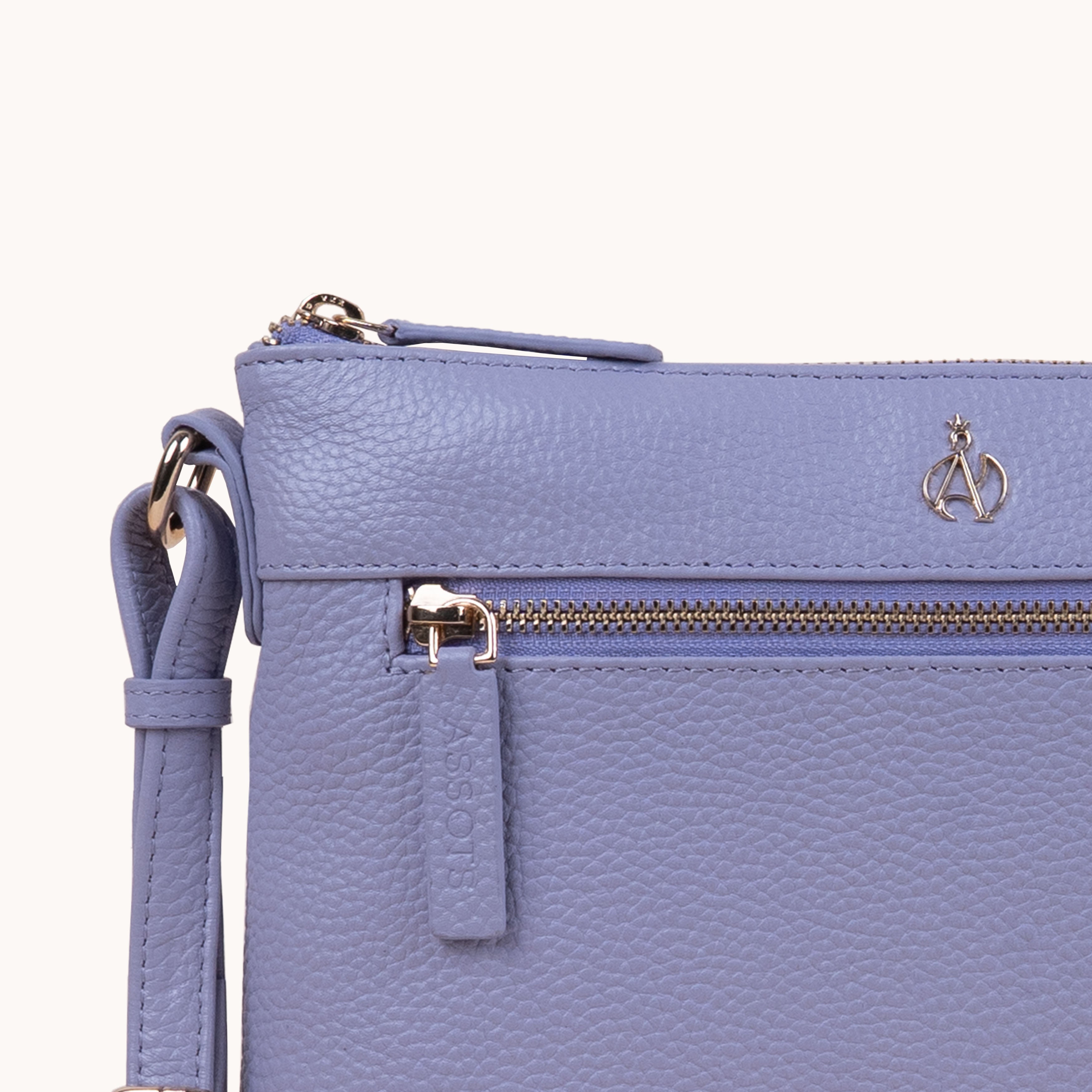 'BECKY' Lilac Pebble Grain Real Leather Crossbody Bag