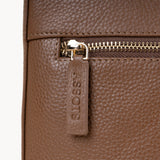'SALLY' Tan Pebble Grain Real Leather Crossbody Bag