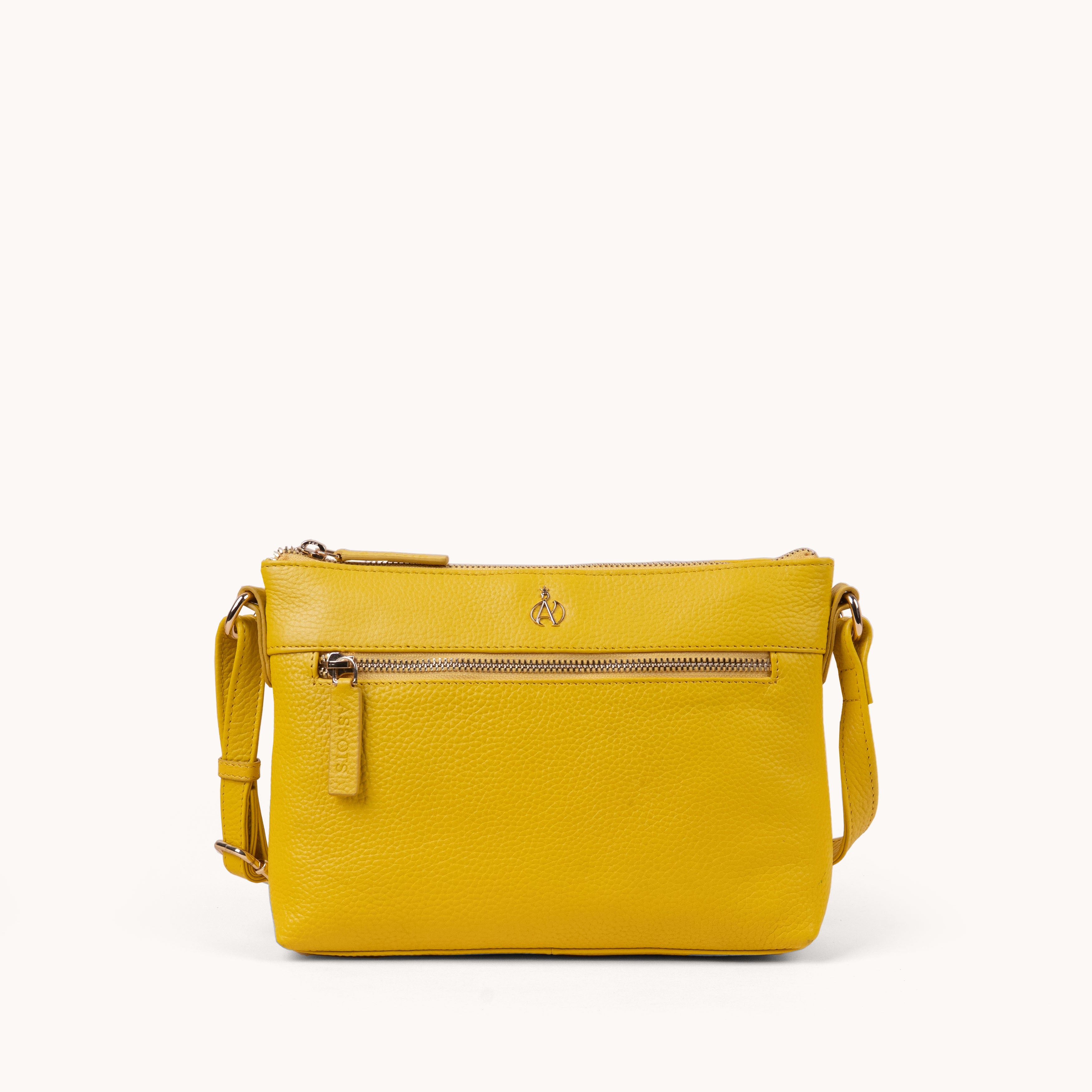 'BECKY' Sunflower Pebble Grain Real Leather Crossbody Bag