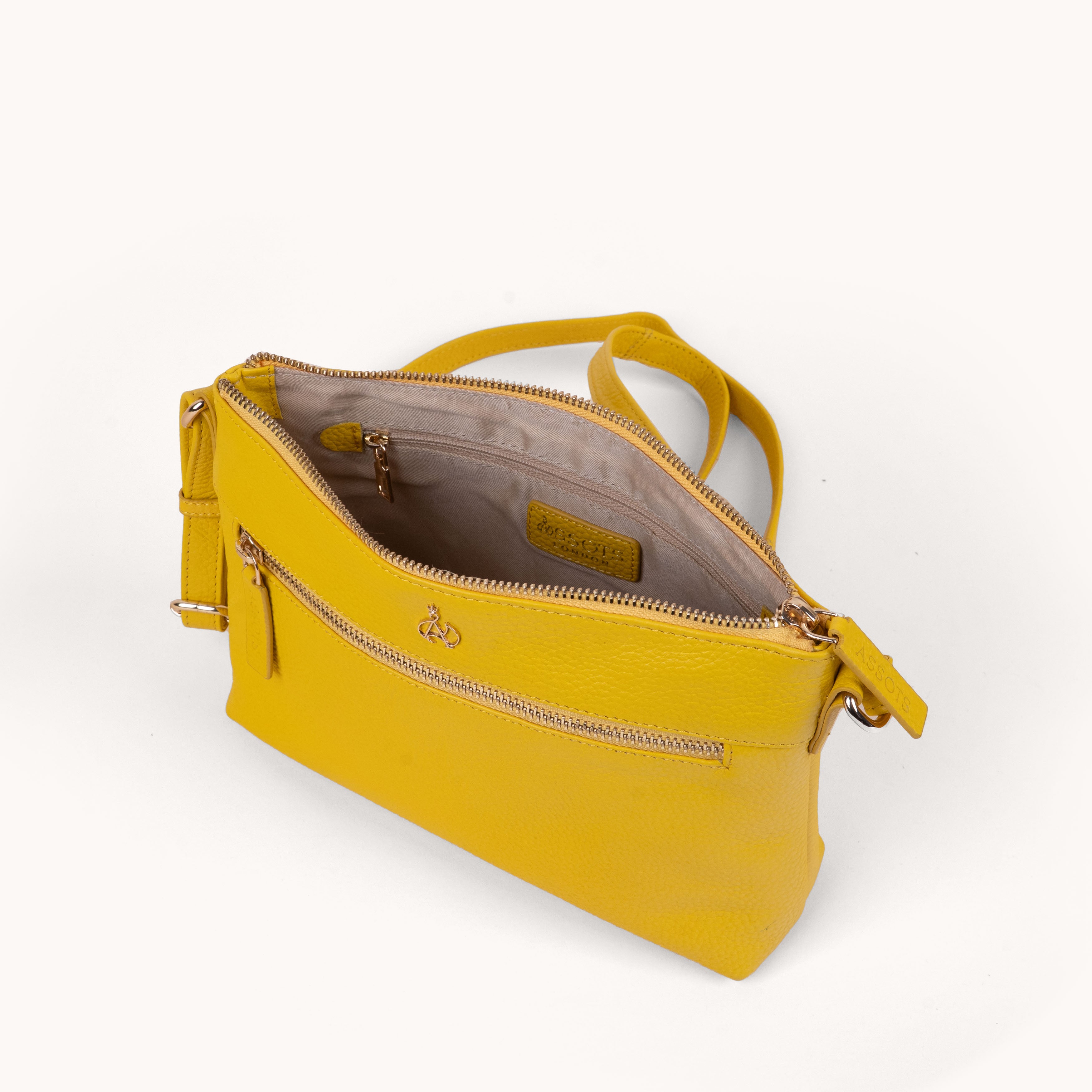 'BECKY' Sunflower Pebble Grain Real Leather Crossbody Bag