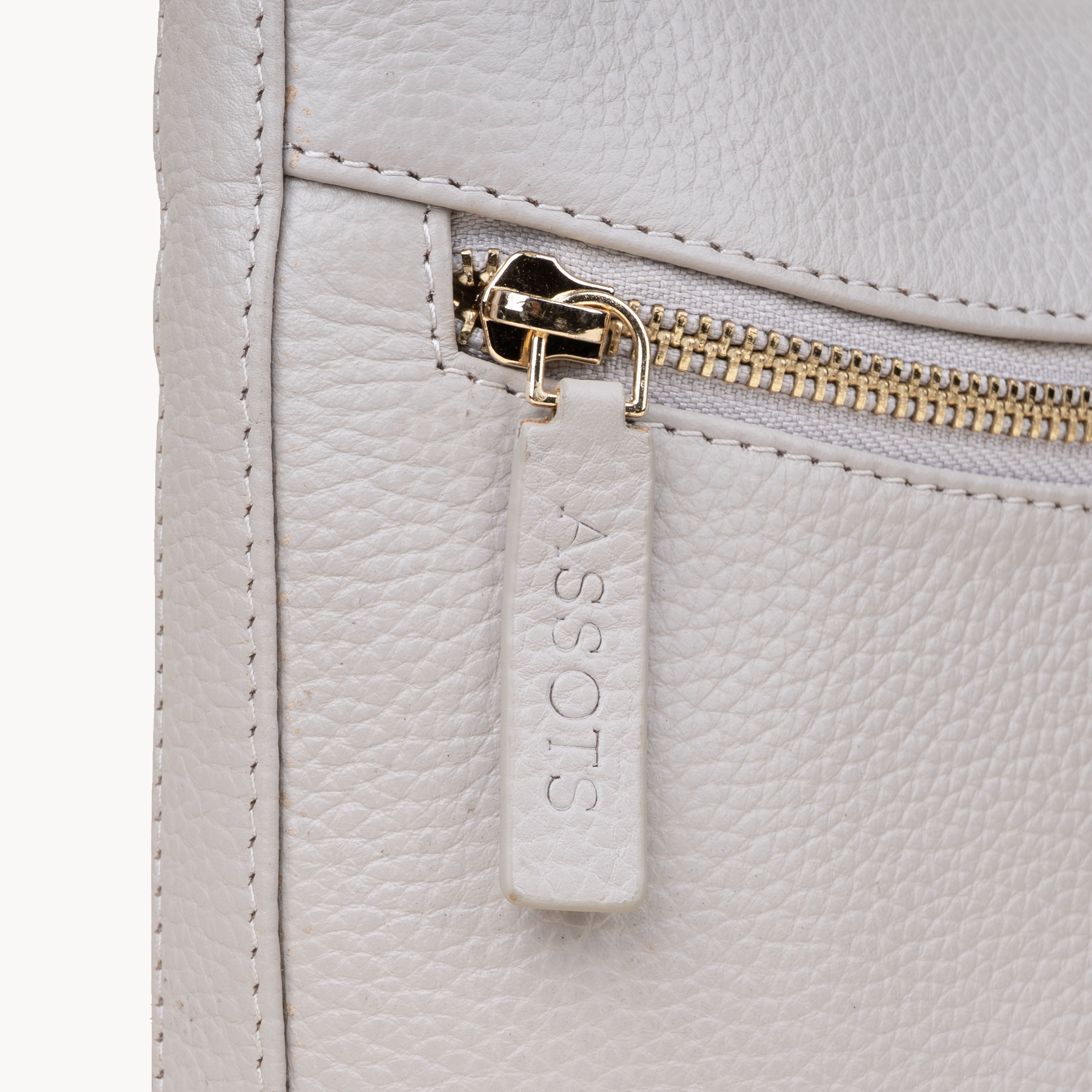 'SALLY' Ice Grey Pebble Grain Real Leather Crossbody Bag