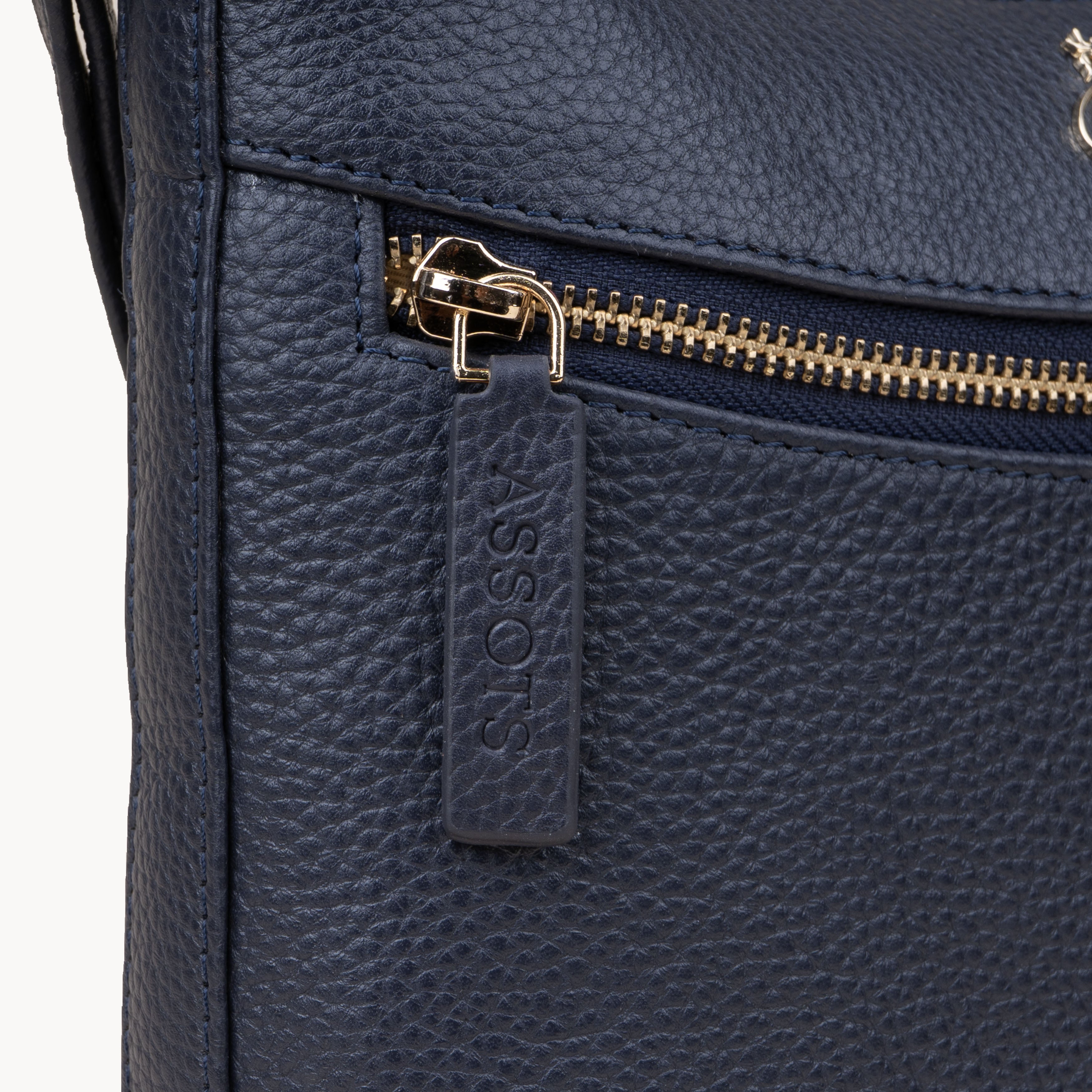 'SALLY' Navy Pebble Grain Real Leather Crossbody Bag