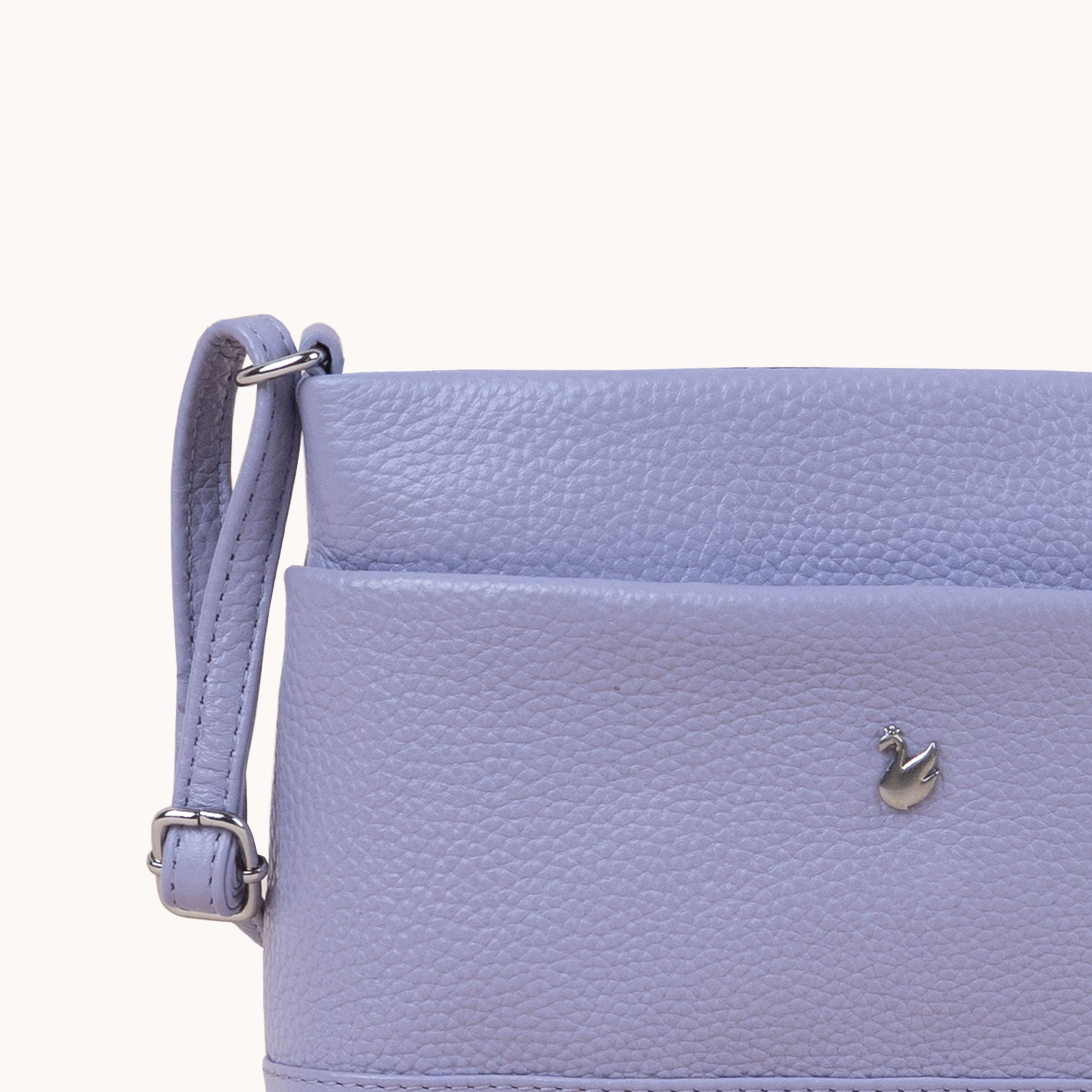 'SANDRA' Lilac Pebble Grain Real Leather Crossbody Bag