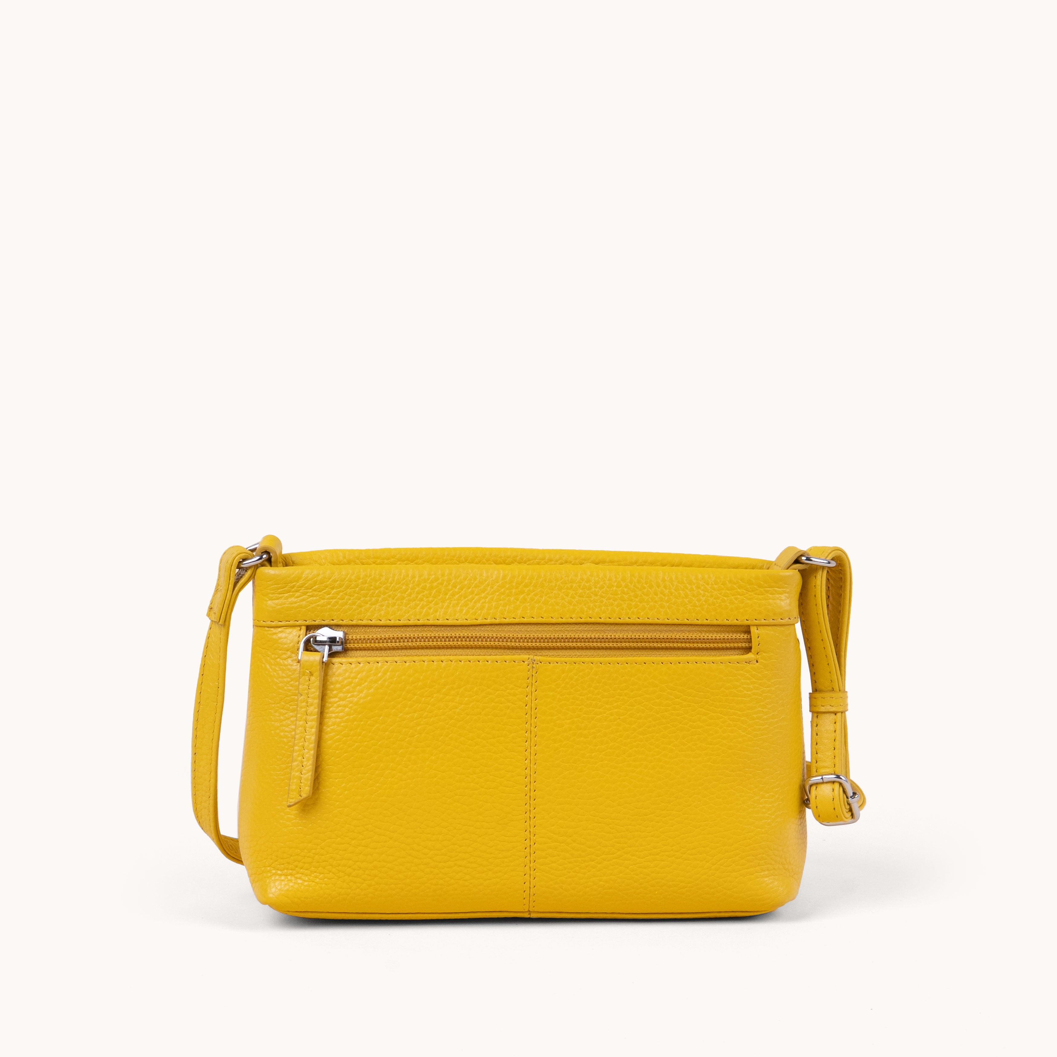 'SANDRA' Sunflower Pebble Grain Real Leather Crossbody Bag