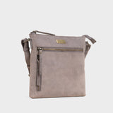 'RUE' Distressed Grey Real Leather Crossbody Bag