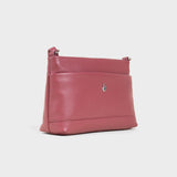 'SANDRA' Carmine Pink Soft Nappa Full Grain Real Leather Crossbody Bag