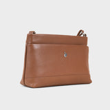 'SANDRA' Tan Soft Nappa Full Grain Real Leather Crossbody Bag