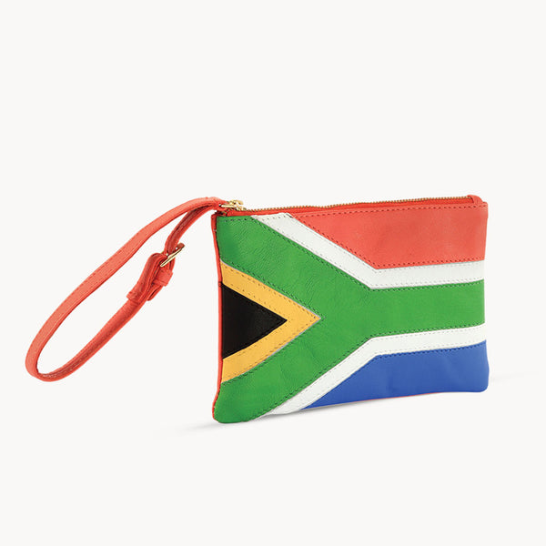 'S. AFRICAN' Country Flag Designer Leather Wristlet