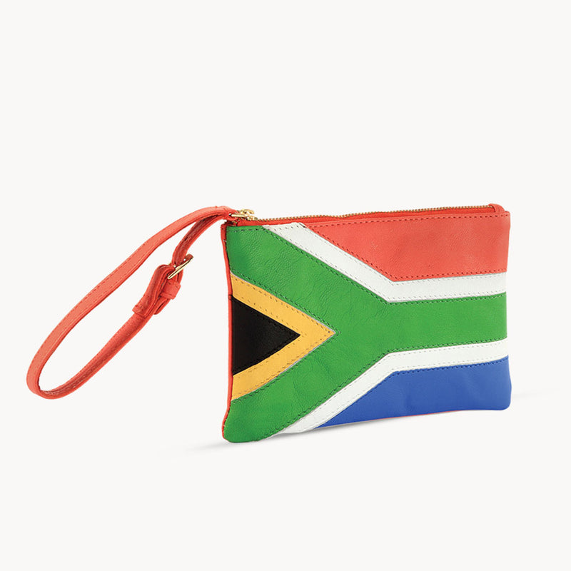 'S. AFRICAN' Country Flag Designer Leather Wristlet
