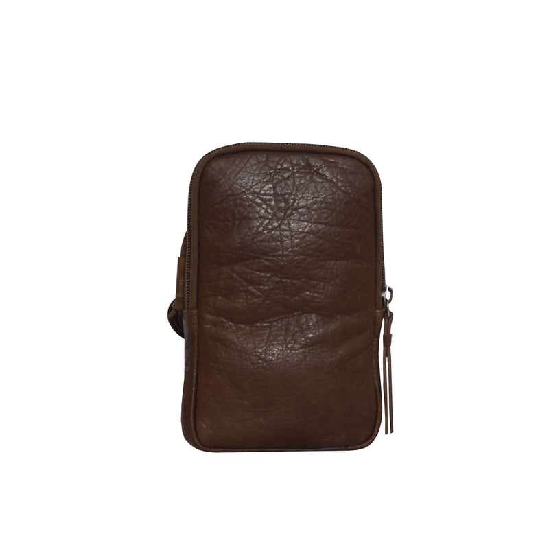 'SARAH' Tan Vintage Natural Grain Leather Mini Crossbody Bag