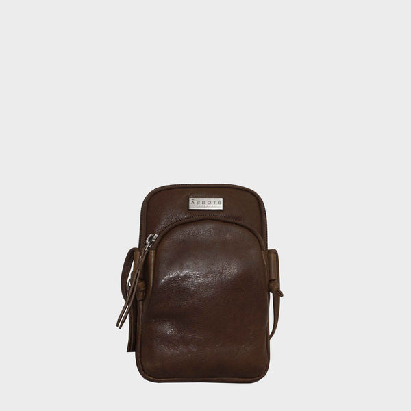 'SARAH' Tan Vintage Natural Grain Leather Mini Crossbody Bag