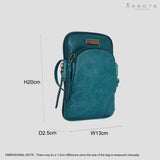 'SARAH' Ocean Blue Vintage Natural Grain Leather Mini Crossbody Bag