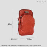 'SARAH' Red Vintage Natural Grain Leather Mini Crossbody Bag