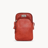 'SARAH' Red Vintage Natural Grain Leather Mini Crossbody Bag