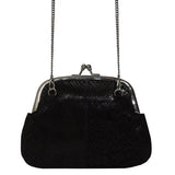 'SELENA' Black Python Snake Leather Frame Closure Coin Purse