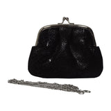 'SELENA' Black Python Snake Leather Frame Closure Coin Purse