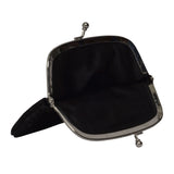 'SELENA' Black Python Snake Leather Frame Closure Coin Purse