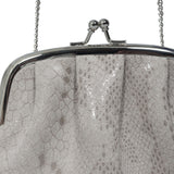 'SELENA' Ice Grey Python Snake Leather Frame Closure Coin Purse