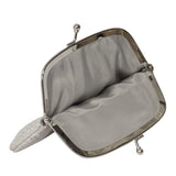 'SELENA' Ice Grey Python Snake Leather Frame Closure Coin Purse