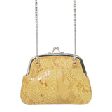 'SELENA' Mustard Python Snake Leather Frame Closure Coin Purse