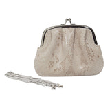 'SELENA' Nude Python Snake Leather Frame Closure Coin Purse