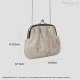 'SELENA' Nude Python Snake Leather Frame Closure Coin Purse