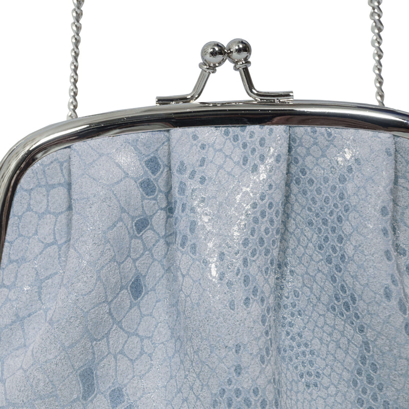 'SELENA' Pastel Blue Python Snake Leather Frame Closure Coin Purse