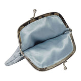 'SELENA' Pastel Blue Python Snake Leather Frame Closure Coin Purse