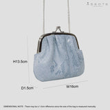 'SELENA' Pastel Blue Python Snake Leather Frame Closure Coin Purse