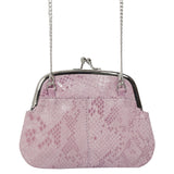 'SELENA' Pastel Pink Python Snake Leather Frame Closure Coin Purse