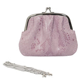 'SELENA' Pastel Pink Python Snake Leather Frame Closure Coin Purse