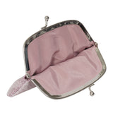 'SELENA' Pastel Pink Python Snake Leather Frame Closure Coin Purse