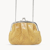 'SELENA' Mustard Python Snake Leather Frame Closure Coin Purse