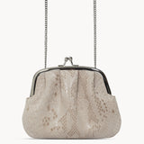 'SELENA' Nude Python Snake Leather Frame Closure Coin Purse