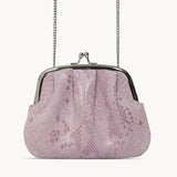 'SELENA' Pastel Pink Python Snake Leather Frame Closure Coin Purse