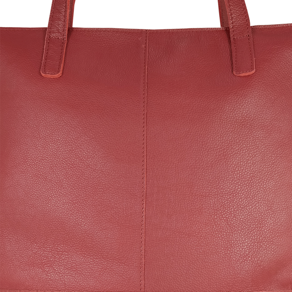 'SIENNA' Paprika Red Croc + Pebble Grain Unlined Leather Tote Bag