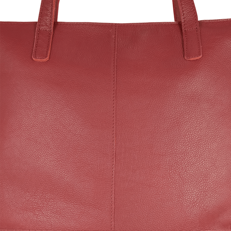'SIENNA' Paprika Red Croc + Pebble Grain Unlined Leather Tote Bag